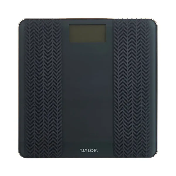 Digital Glass Scale with Textured Herringbone Design, 500 Lb. Capacity