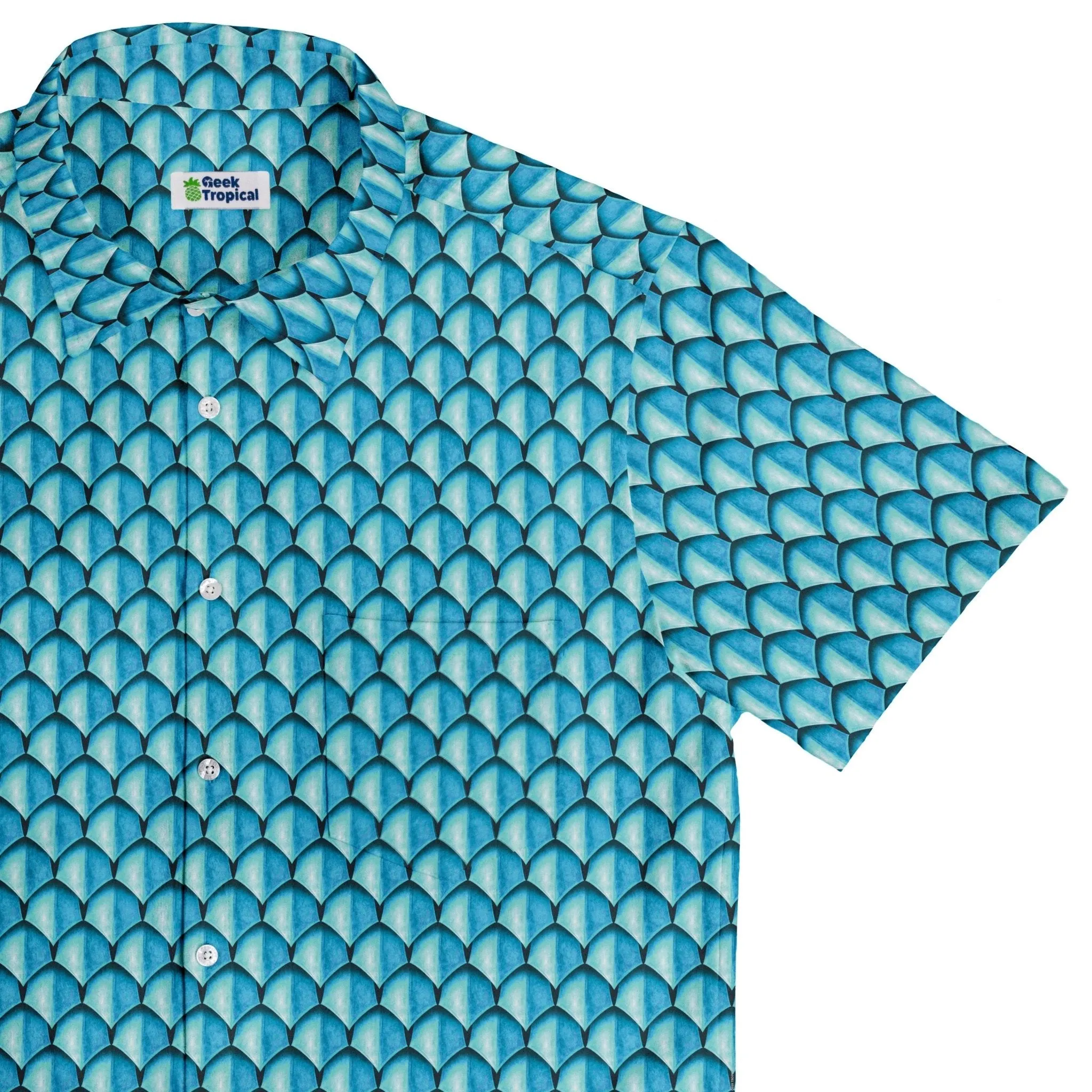 Dragon Scales Blue Dnd Button Up Shirt