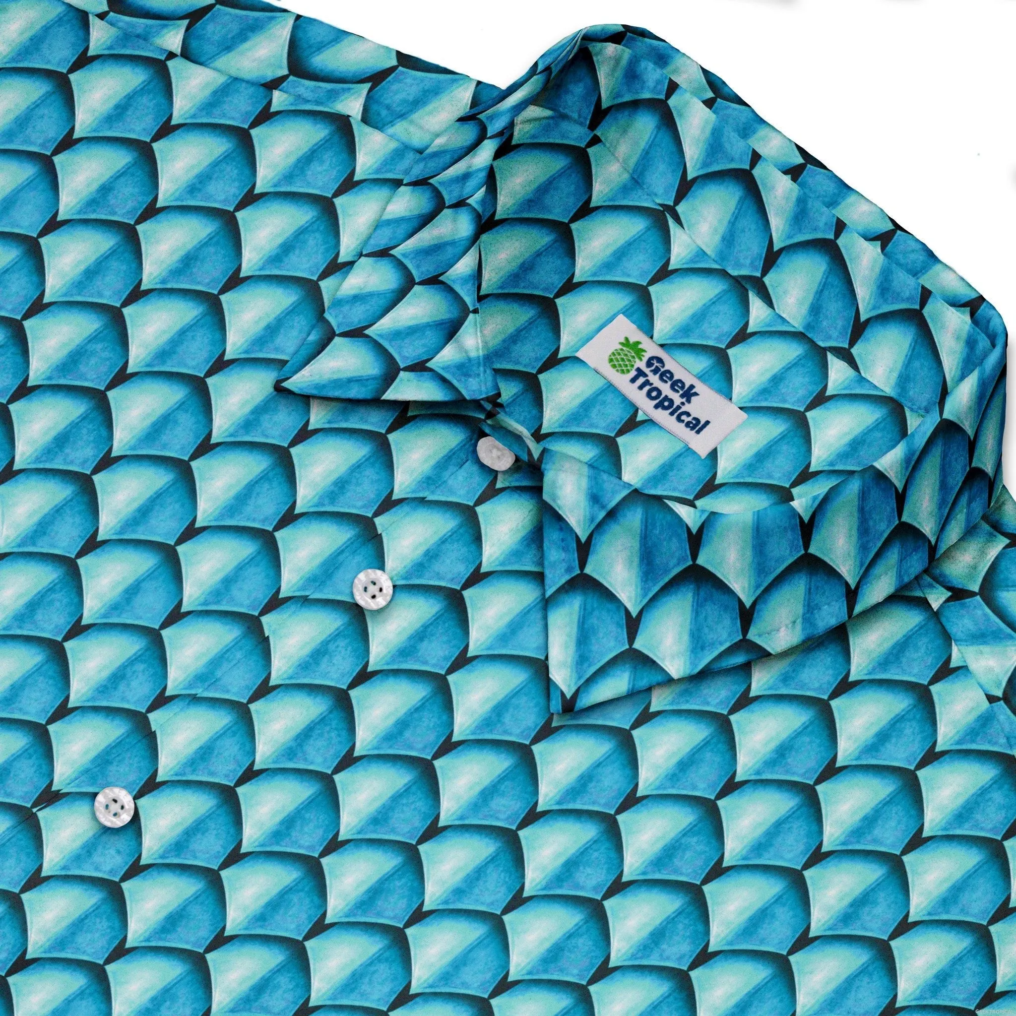 Dragon Scales Blue Dnd Button Up Shirt
