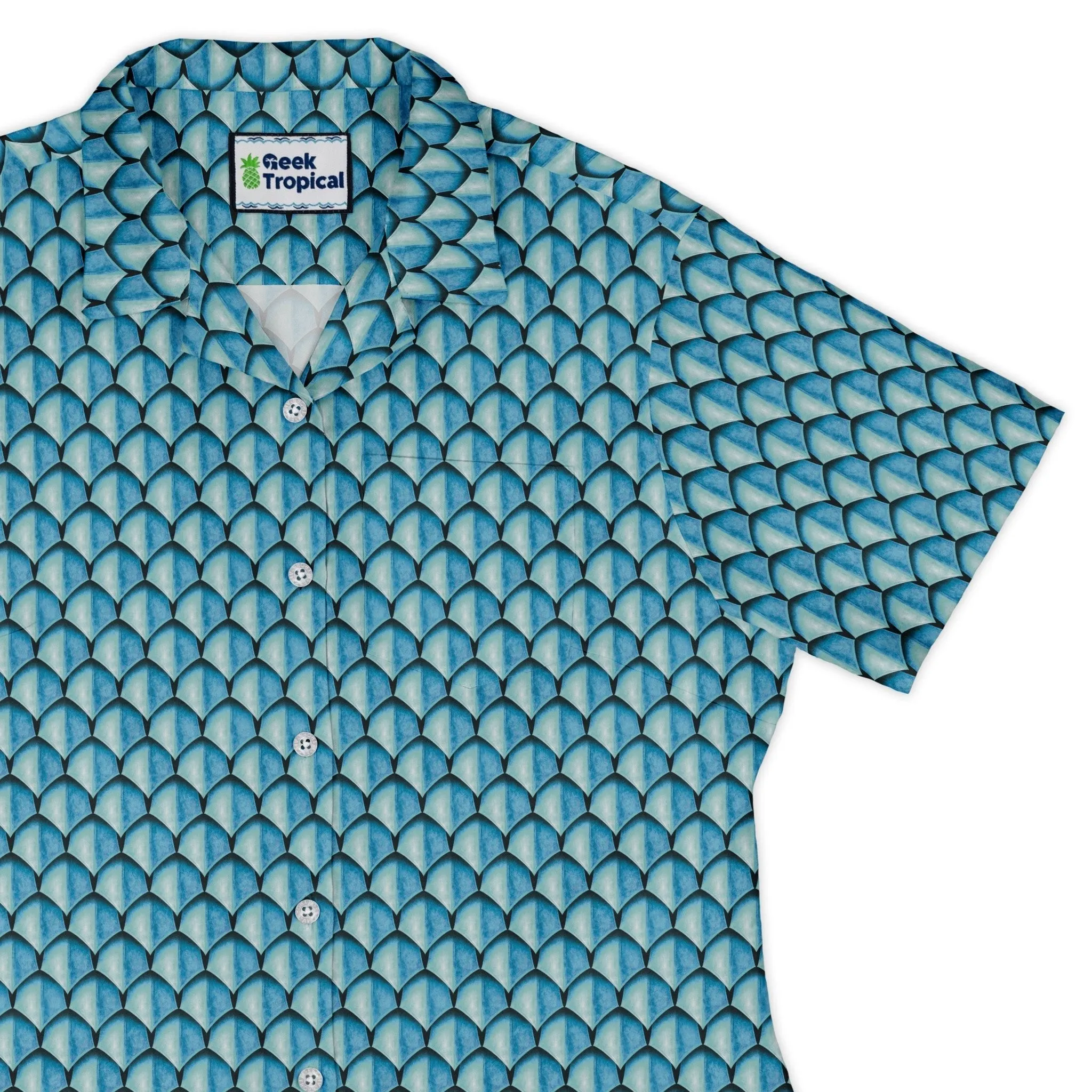 Dragon Scales Blue Dnd Curvy Button Up Shirt