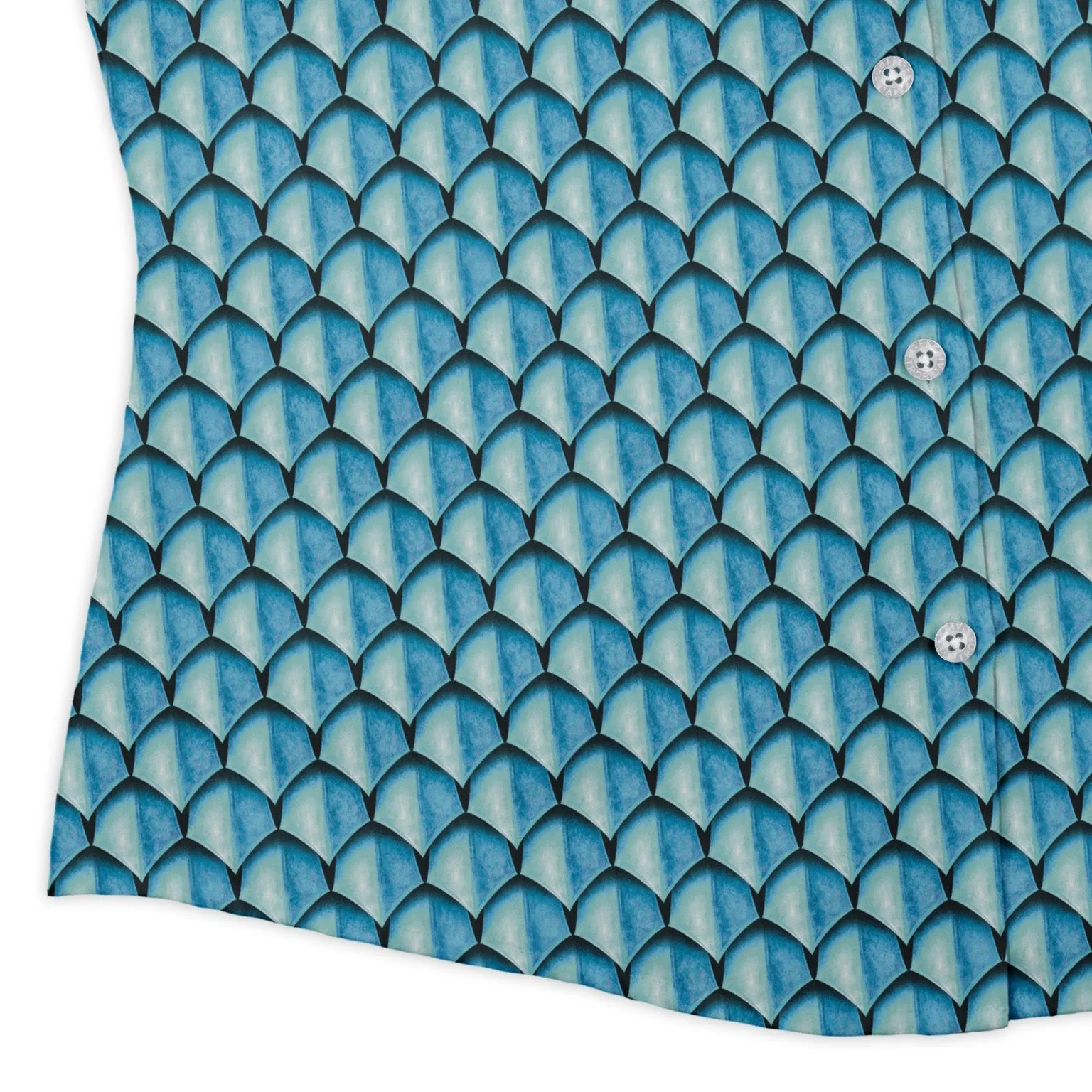Dragon Scales Blue Dnd Curvy Button Up Shirt