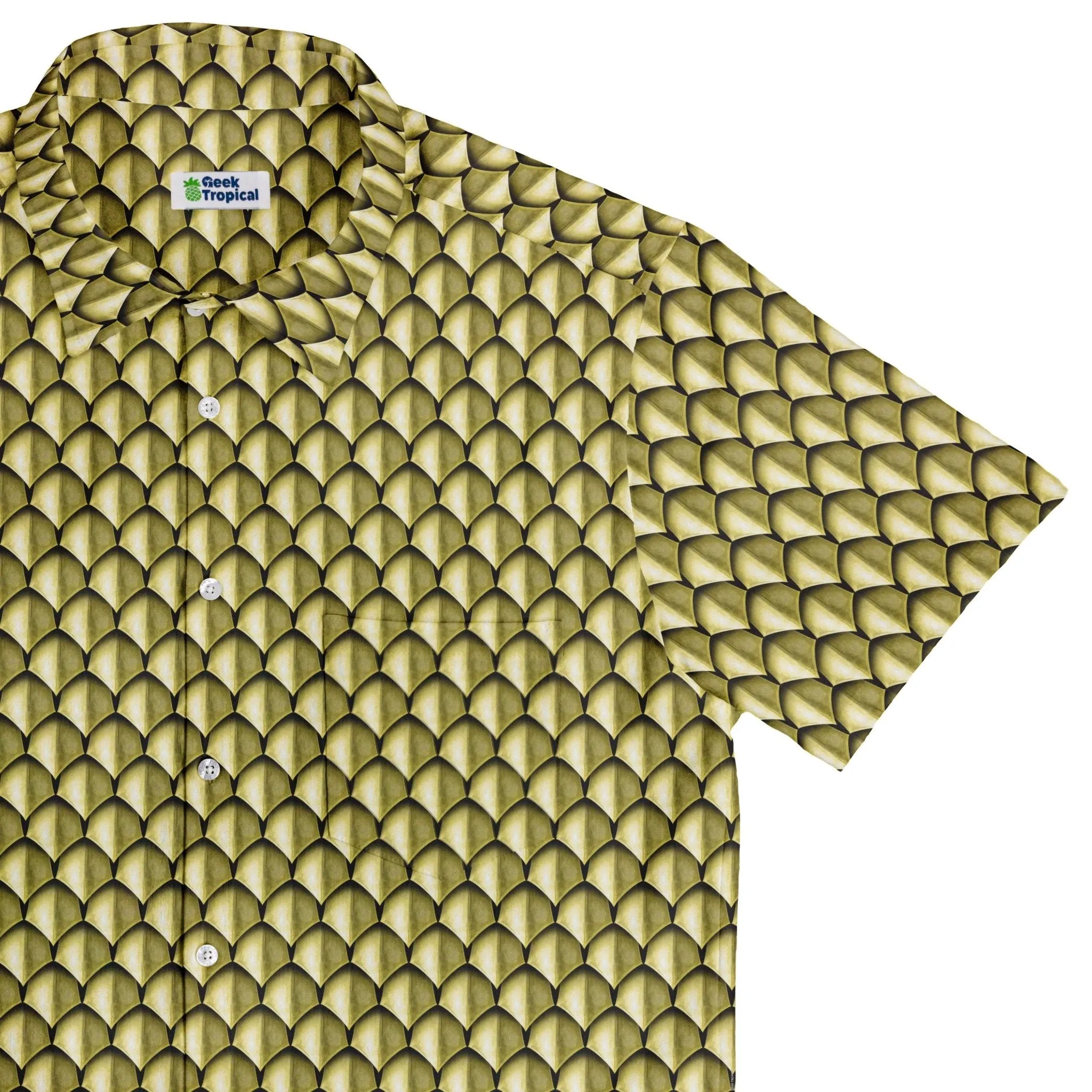 Dragon Scales Gold Dnd Button Up Shirt