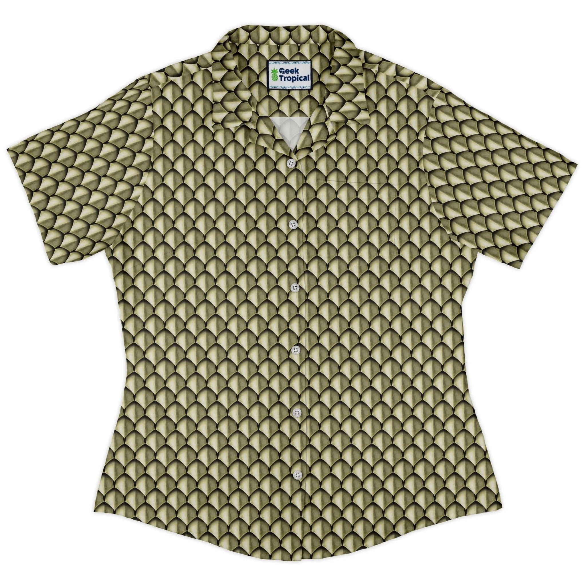 Dragon Scales Gold Dnd Curvy Button Up Shirt