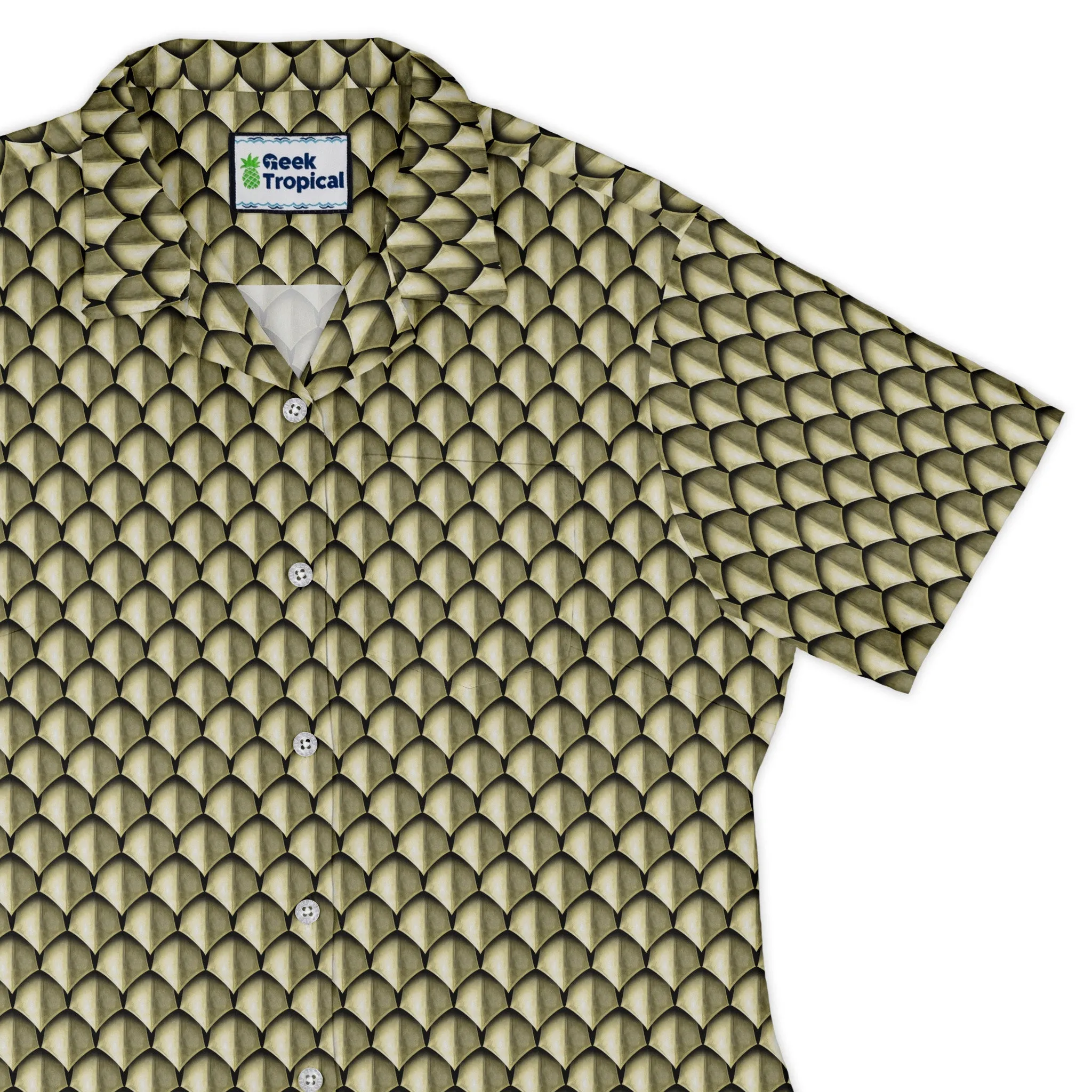 Dragon Scales Gold Dnd Curvy Button Up Shirt