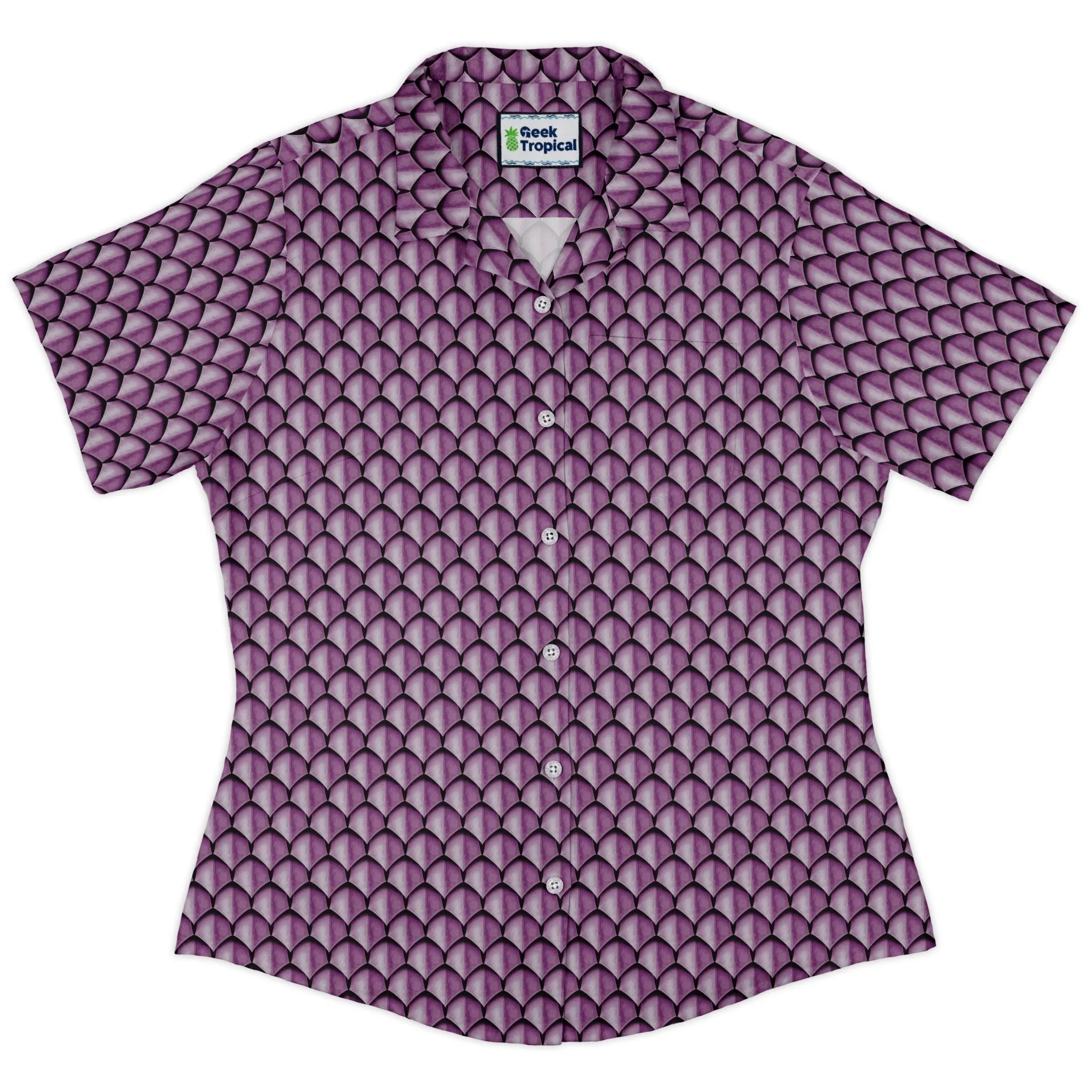Dragon Scales Pink Dnd Curvy Button Up Shirt