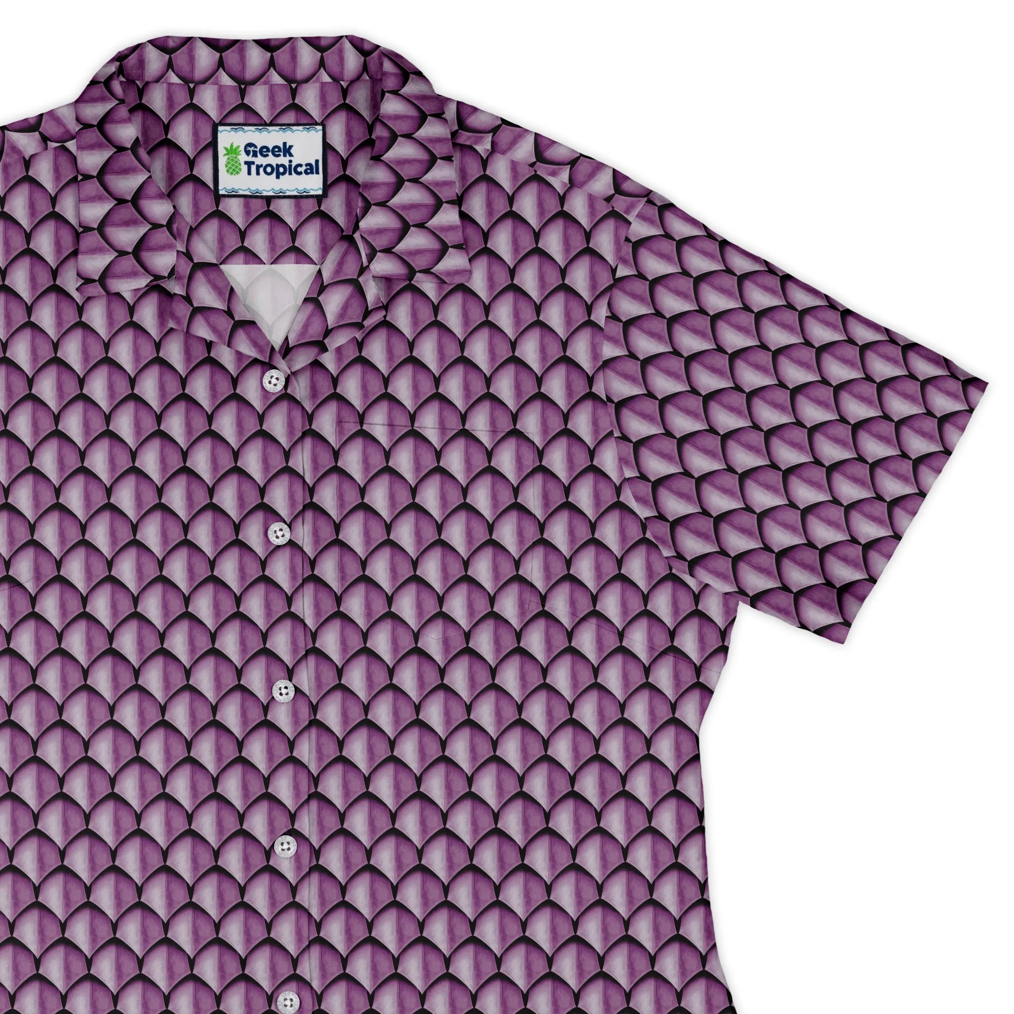 Dragon Scales Pink Dnd Curvy Button Up Shirt