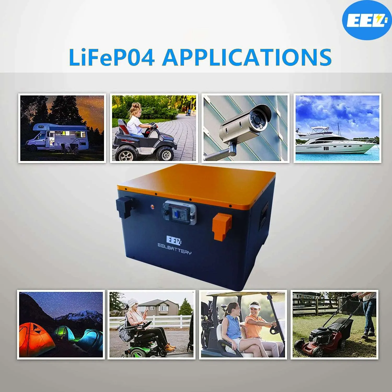 EEL 24V LiFePO4 Battery Pack with JK 200A Active Balance BMS for camping ,Solar Power,Golf Cart,RV,EV