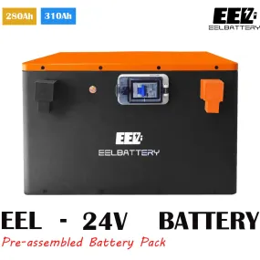 EEL 24V LiFePO4 Battery Pack with JK 200A Active Balance BMS for camping ,Solar Power,Golf Cart,RV,EV