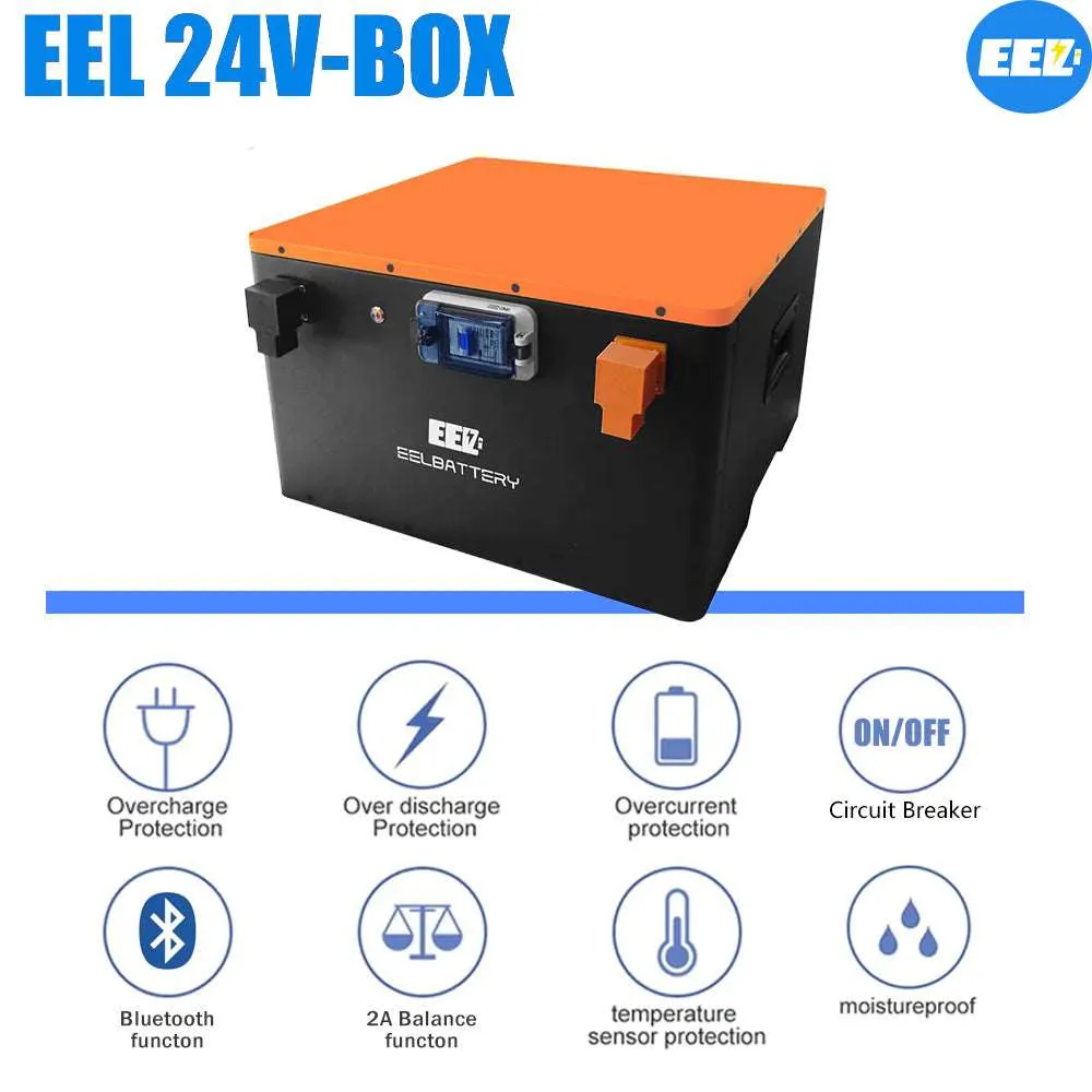 EEL 24V LiFePO4 Battery Pack with JK 200A Active Balance BMS for camping ,Solar Power,Golf Cart,RV,EV