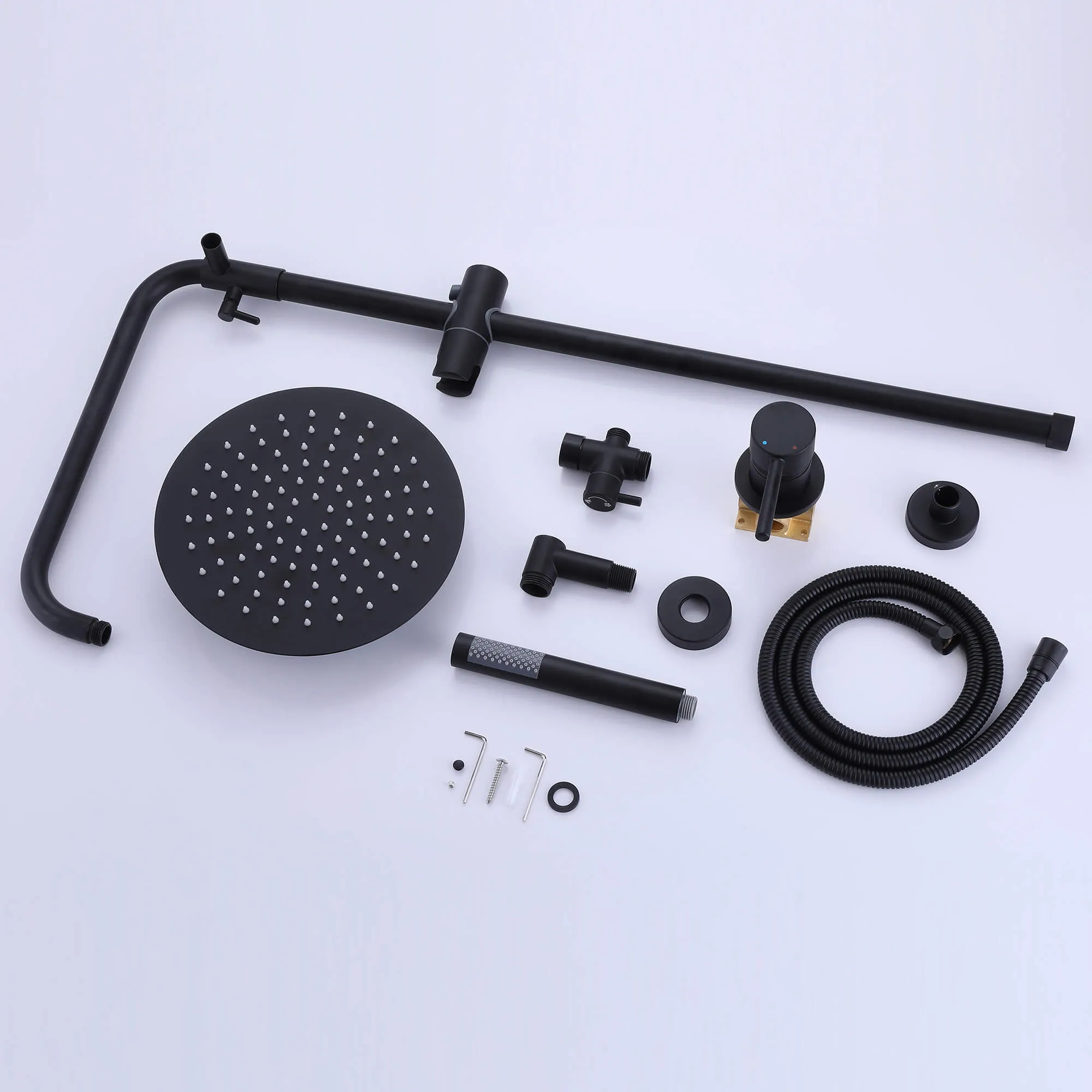 Exposed 10" Shower System Bathroom Shower Combo Set Brushed Gold