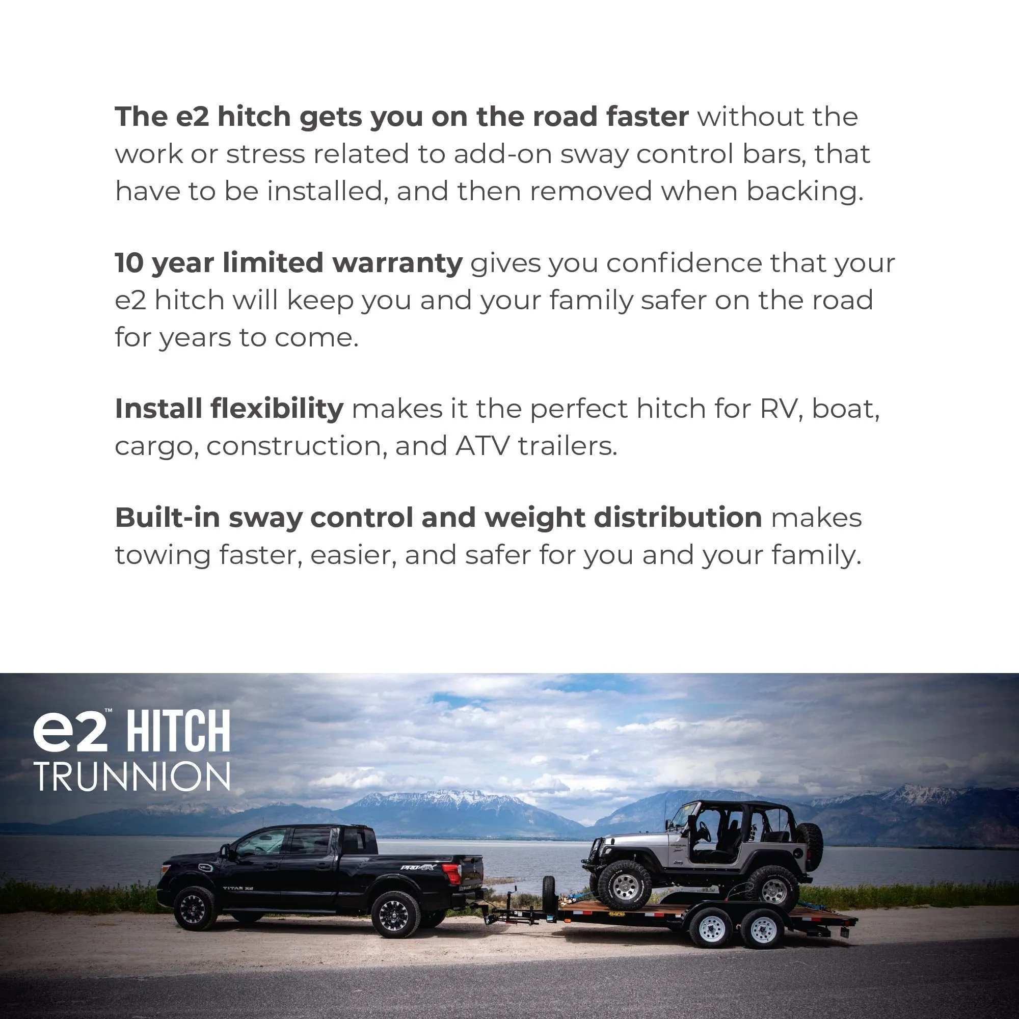 Fastway e2 2-Point Sway Control Trunnion Hitch, 92-00-1000, 10,000 Lbs Trailer Weight Rating, 1,000 Lbs Tongue Weight Rating, Weight Distribution Kit Includes Standard Hitch Shank, Ball NOT Included