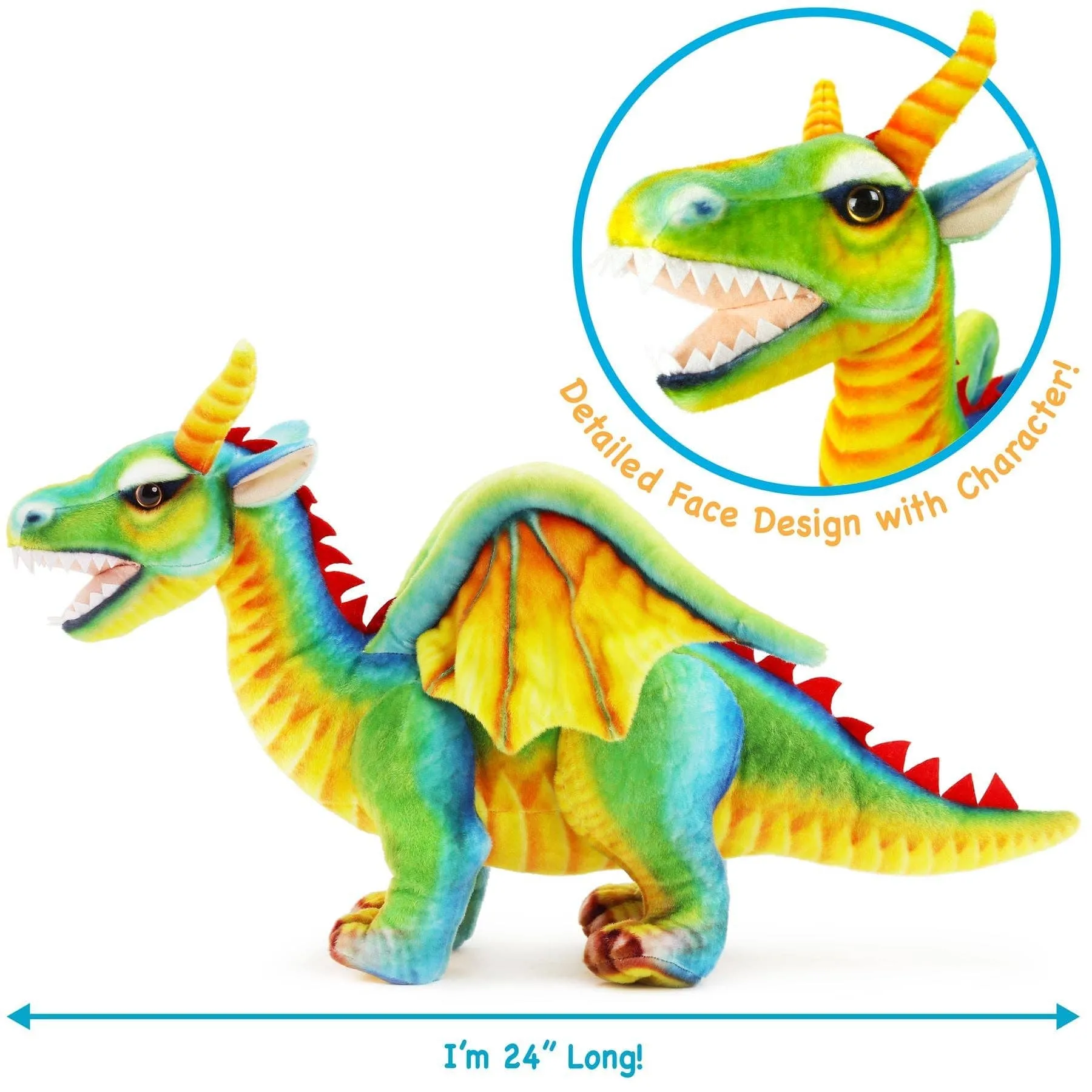 Giant Plush 29 Inch Stuffed Dragon Denvar Realistic