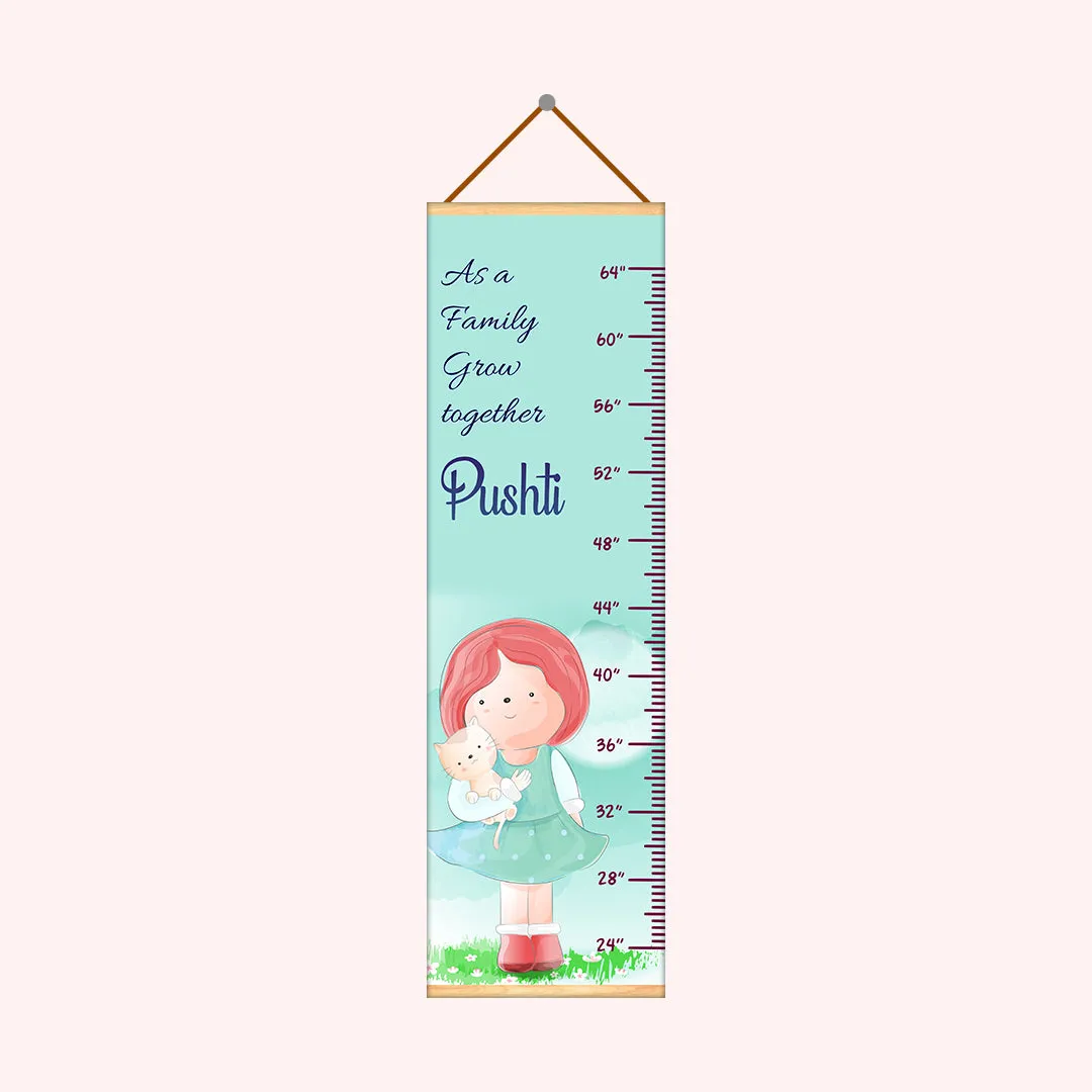 Girl Carrying Cat theme Kids Growth scale