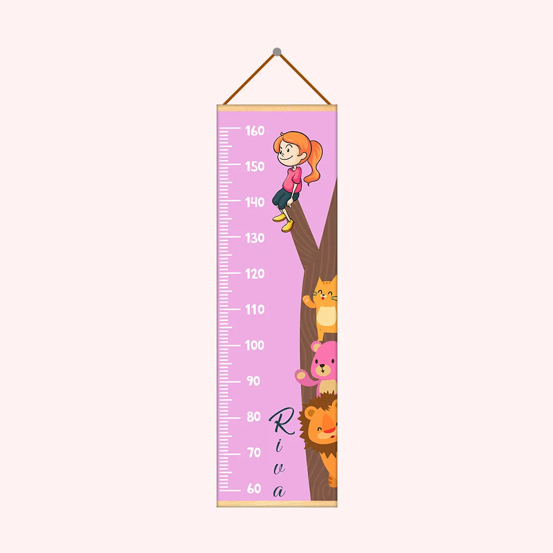 Girl Sitting On Tree theme Kids Growth scale