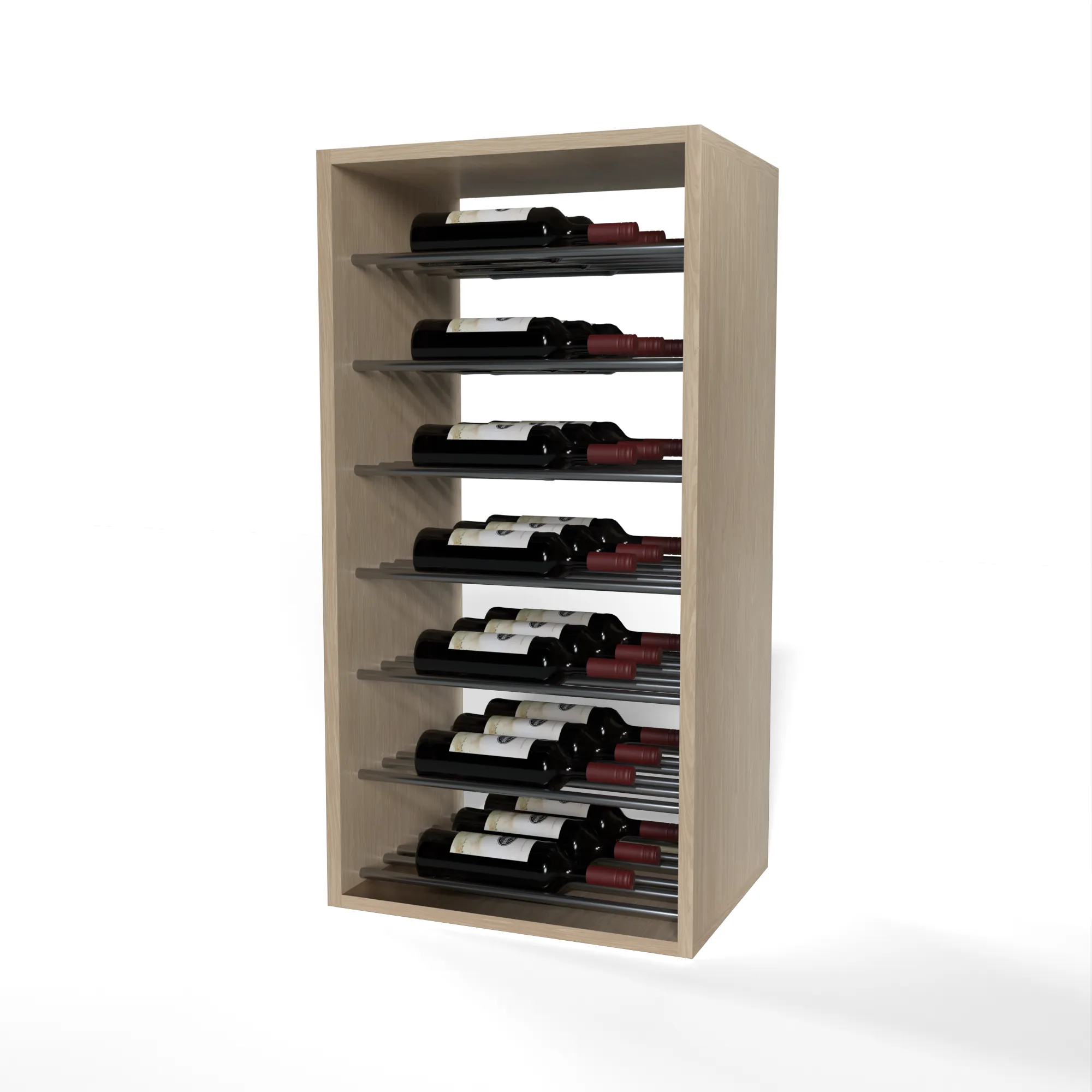 GrandCellar™ - 4 Column Full-Depth Label-Forward Horizontal Wine Display  - 36" - Gunmetal Metal Rods