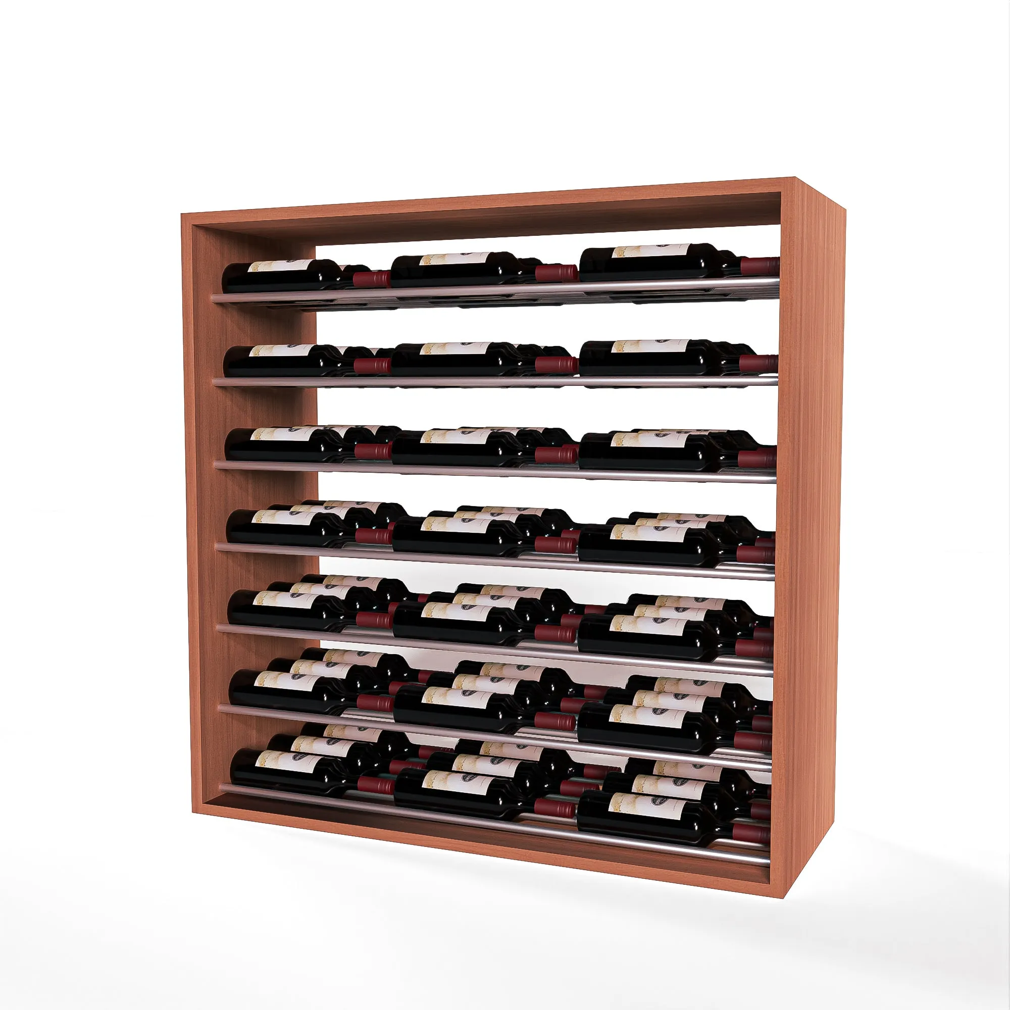 GrandCellar™ - 8 Column Full-Depth Label-Forward Horizontal Wine Display  - 36" - Silver Metal Rods