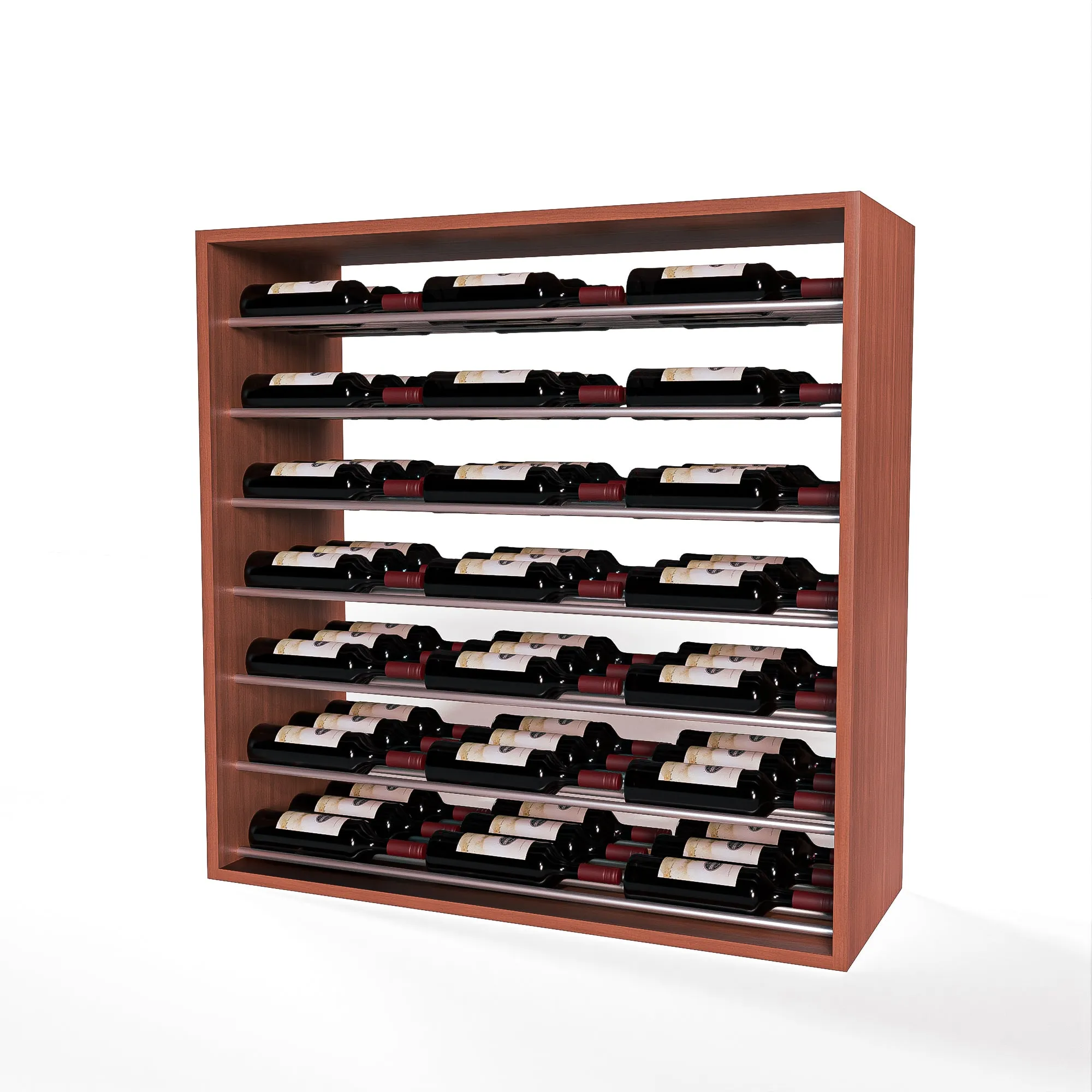 GrandCellar™ - 8 Column Full-Depth Label-Forward Horizontal Wine Display  - 36" - Silver Metal Rods