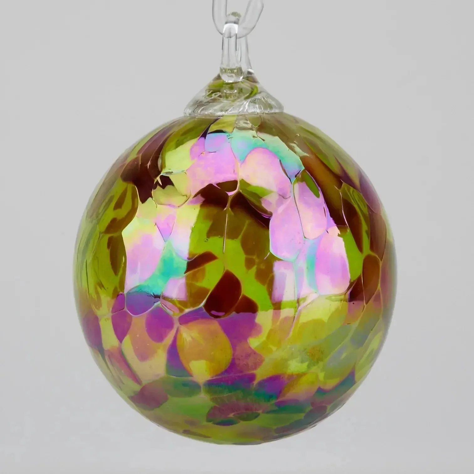 Handblown Set of Three Classic Ornaments in Merlot Feather, Purple Pansy, and Red Currant by Glass Eye Studio