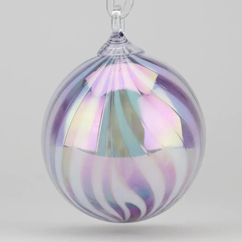 Handblown Set of Three Classic Ornaments in Salish Spray, Grape Smash Swirl, and Grape Smash by Glass Eye Studio