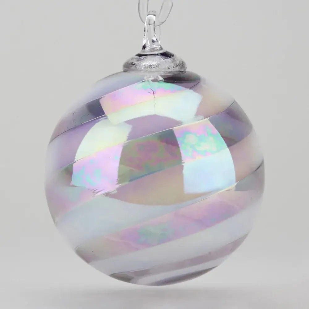 Handblown Set of Three Classic Ornaments in Salish Spray, Grape Smash Swirl, and Grape Smash by Glass Eye Studio