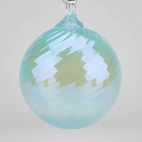 Handblown Set of Three Transparent Ornaments in Sea Salt, Sea Salt Twist, and Sea Salt Drape by Glass Eye Studio