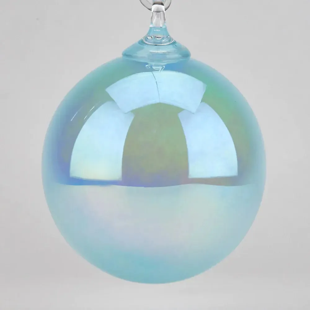 Handblown Set of Three Transparent Ornaments in Sea Salt, Sea Salt Twist, and Sea Salt Drape by Glass Eye Studio
