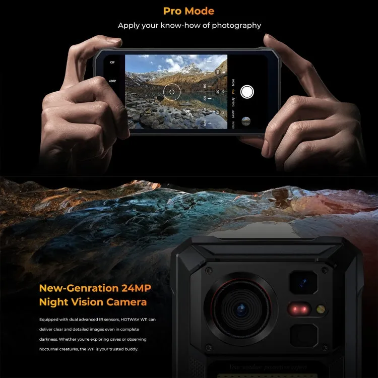 HOTWAV W11 Rugged Smartphone with Night Vision and Massive 20800mAh Battery, 6.6" Android 13, MT8788 Octa-Core, 4G Network, OTG, Call Recording Features