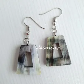 Jasmino Geometric Balanced Scales Trapezoidal Earrings Made By Natural Buffalo Horn