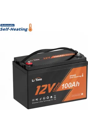 LiTime 12V 100Ah Self Heating LiFePO4 Lithium Battery