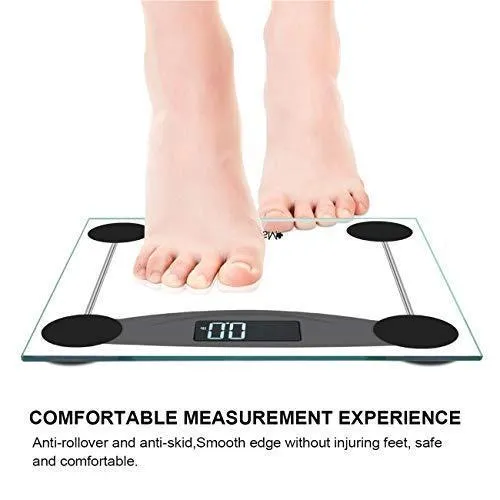 Malama Precision Digital Body Weight Bathroom Scale with Step-On Technology, LCD Backlit Display, 400 lbs Capacity and Accurate Weight Measurements, Silver