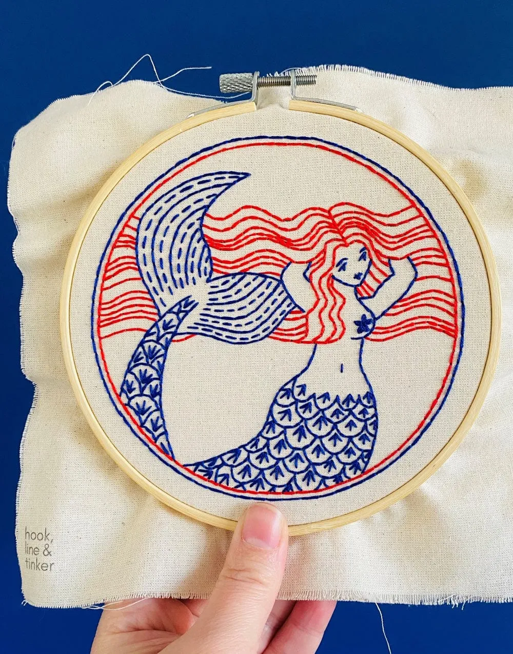 Mermaid Hair Don't Care Embroidery Kit, Hook Line & Tinker
