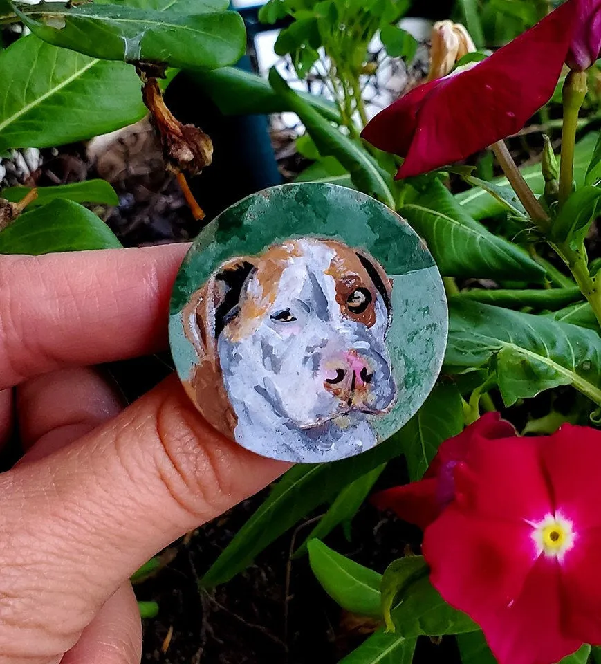 Mini Dog Painting Buttons and Matchboxes - Portrait - Custom Dog Art Gift