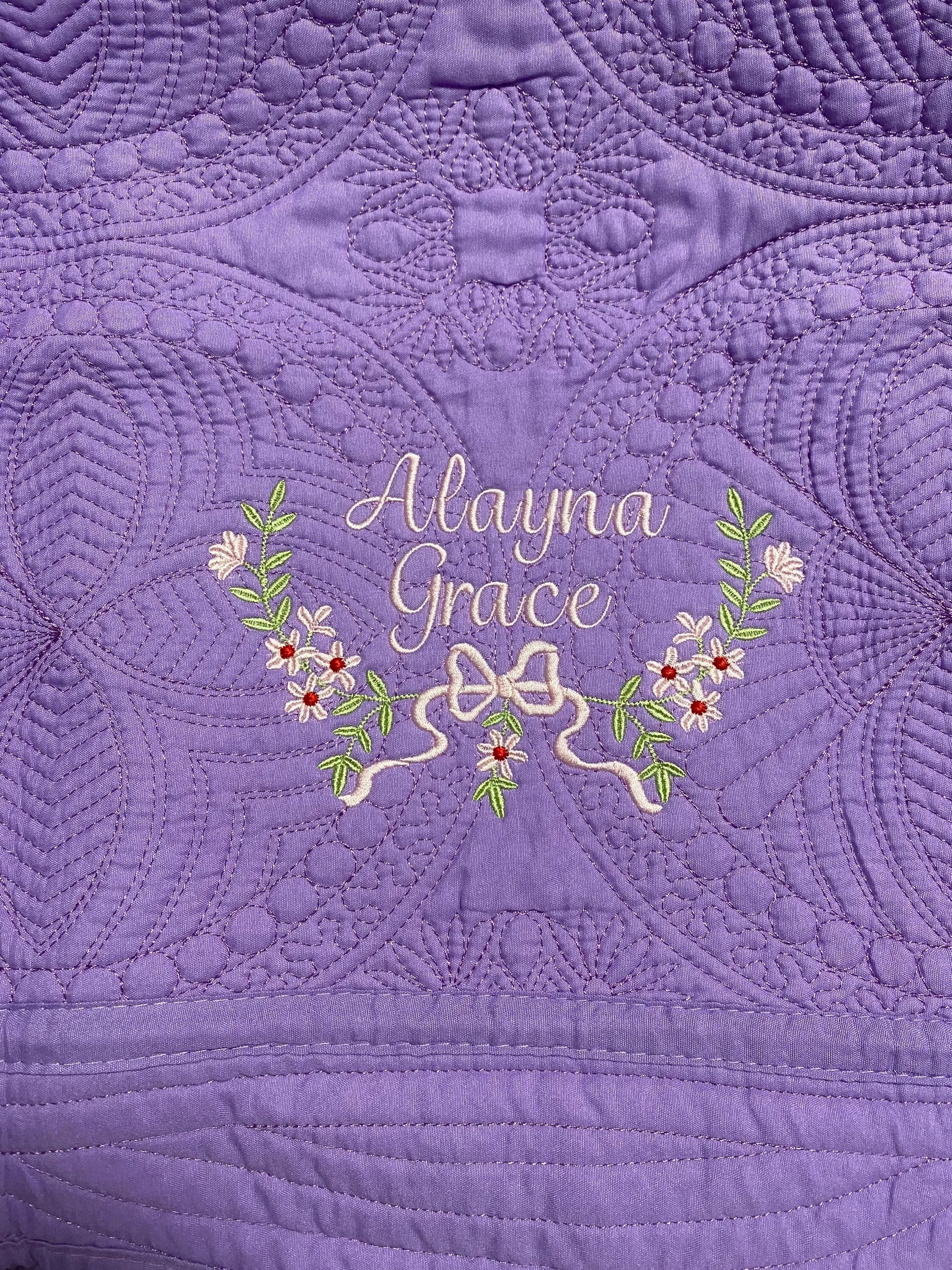 Personalized baby blanket with flora wreath