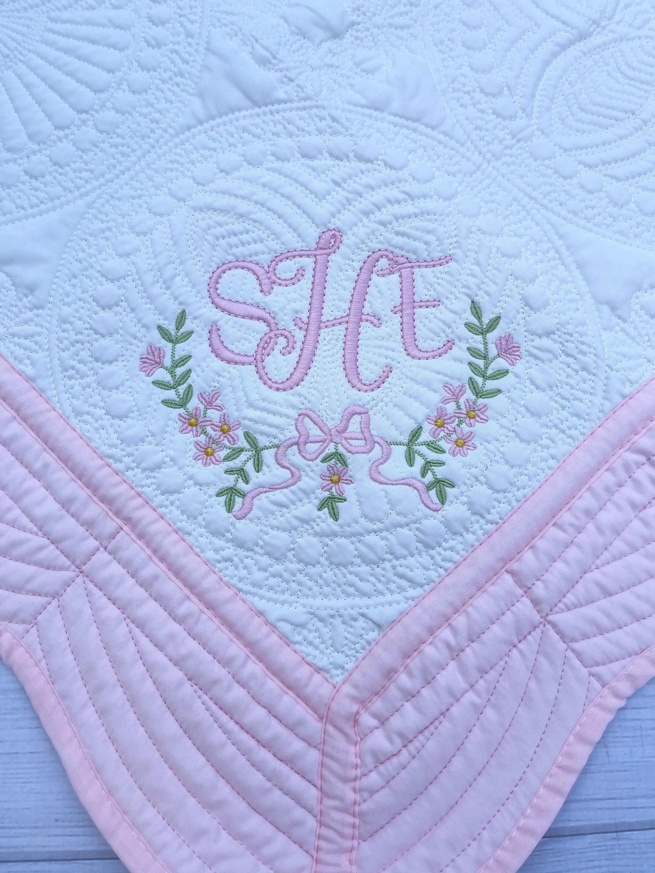 Personalized baby blanket with flora wreath