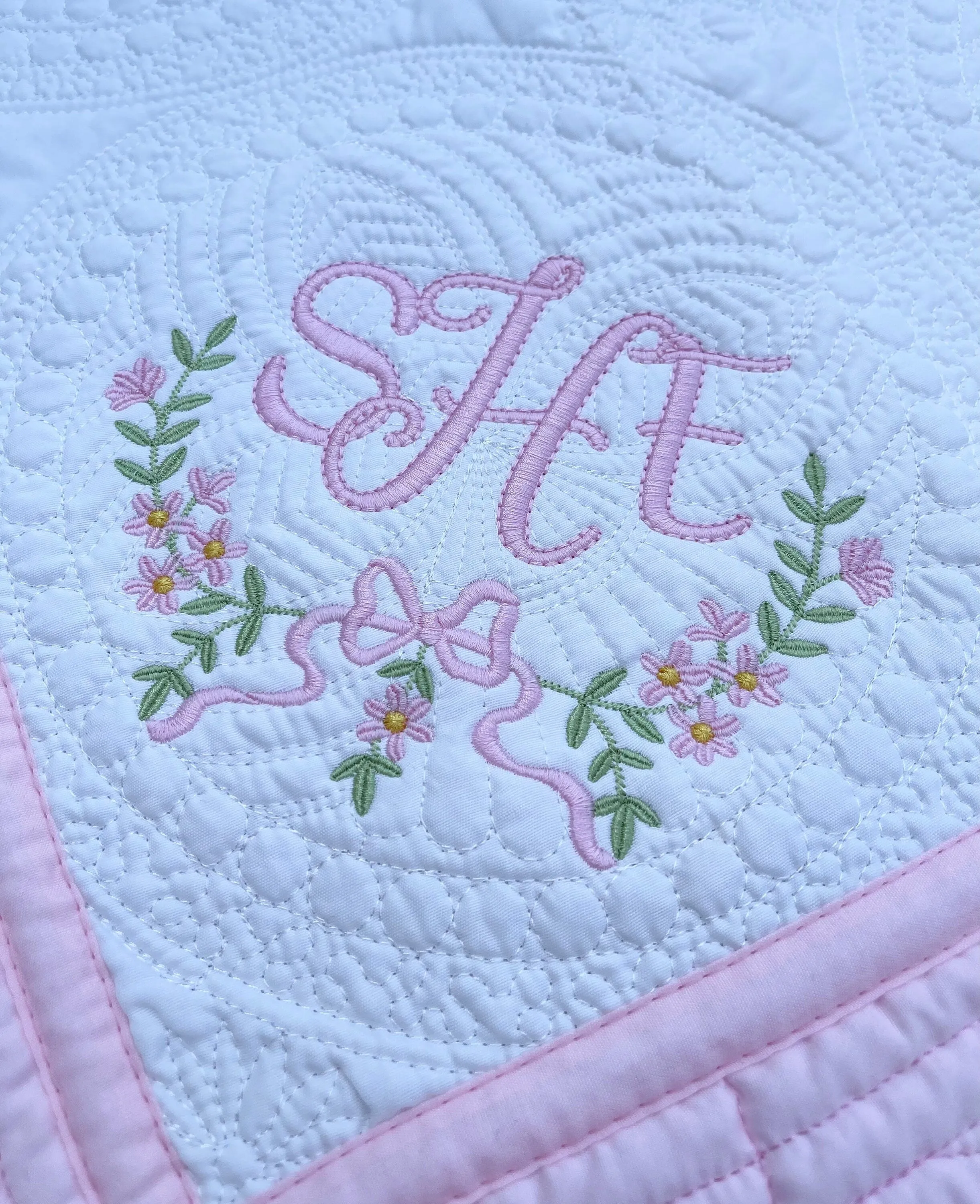 Personalized baby blanket with flora wreath