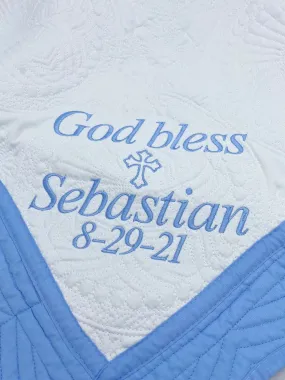 Personalized Baptism Quilt Blanket, Christening Gift