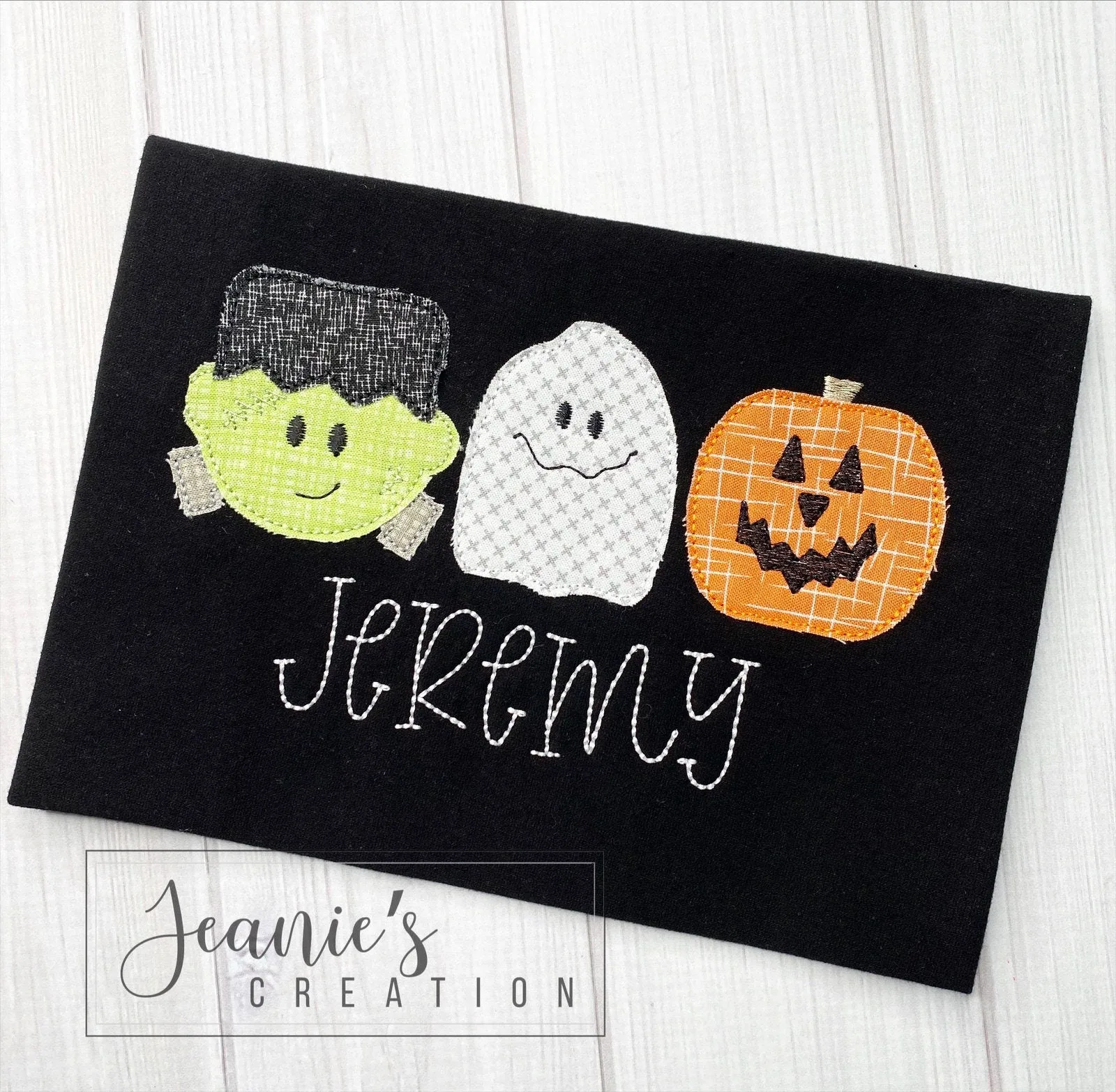 Personalized Halloween Trio Frankenstein Pumpkin Shirt