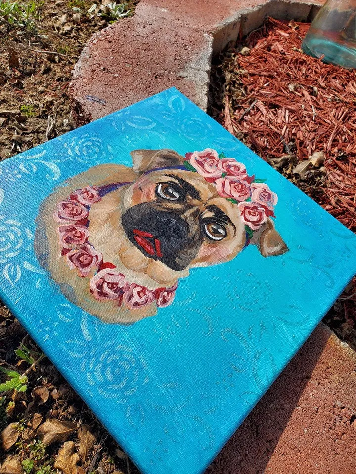 Pet gifts for a friend - 12x12- Pet Gifts for Pet Owners - Wall Collage Canvas Art - Pet Portrait Painting