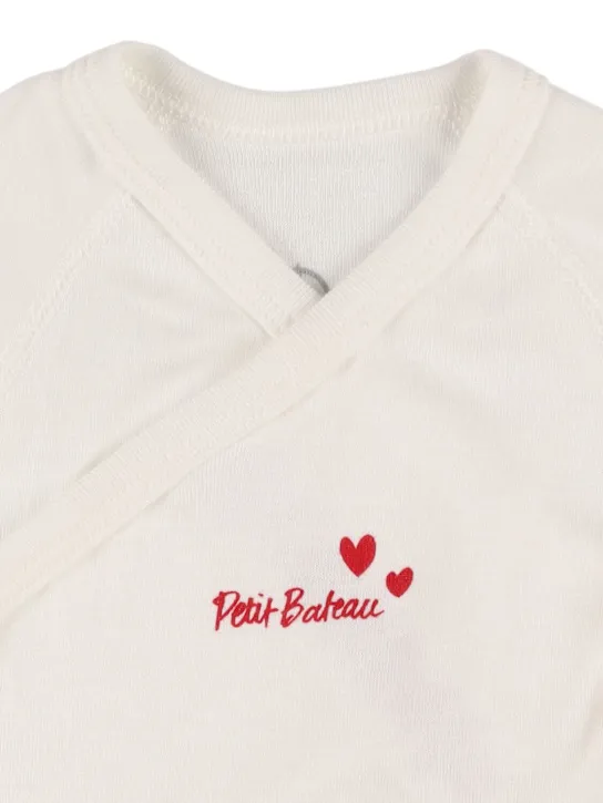 Petit Bateau   Set of 3 heart cotton bodysuits 