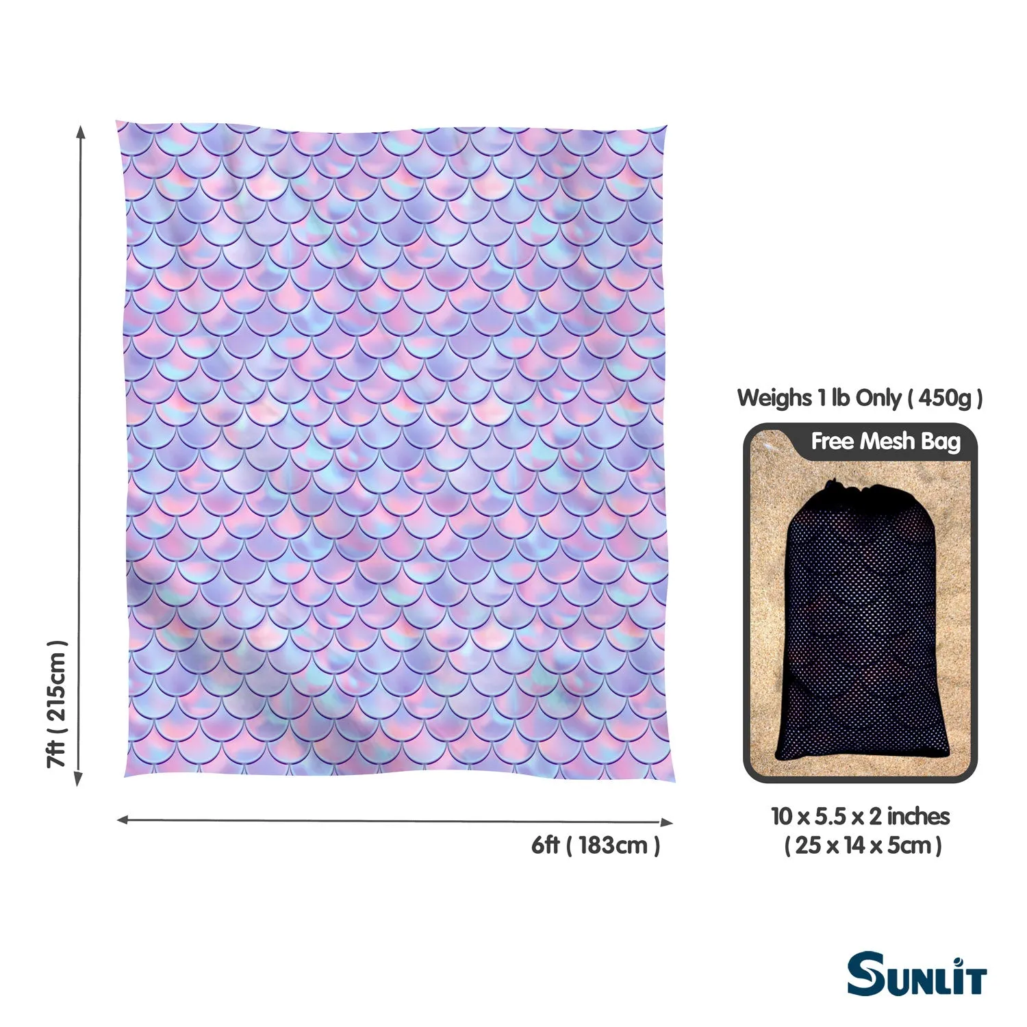 Pink&Purple Fish Scales Beach Blanket