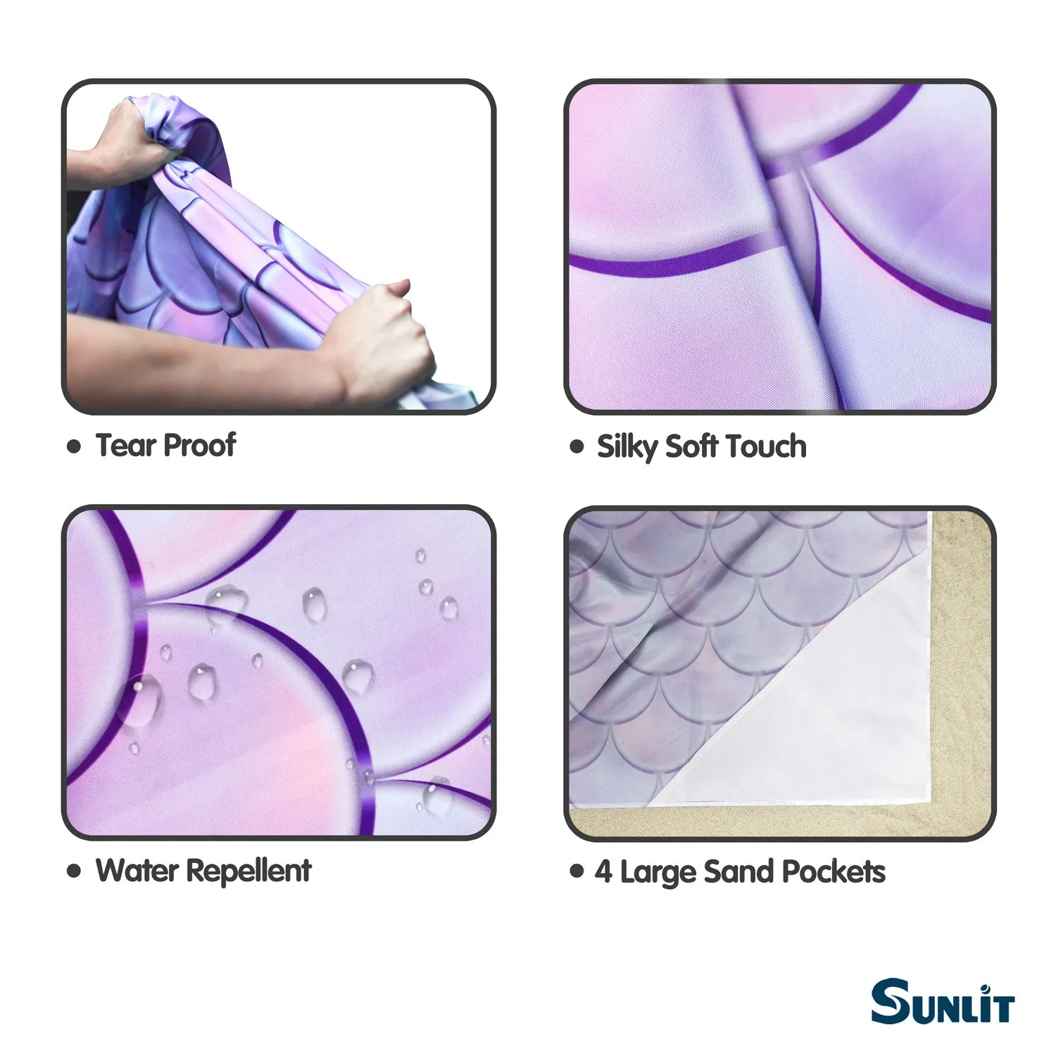 Pink&Purple Fish Scales Beach Blanket