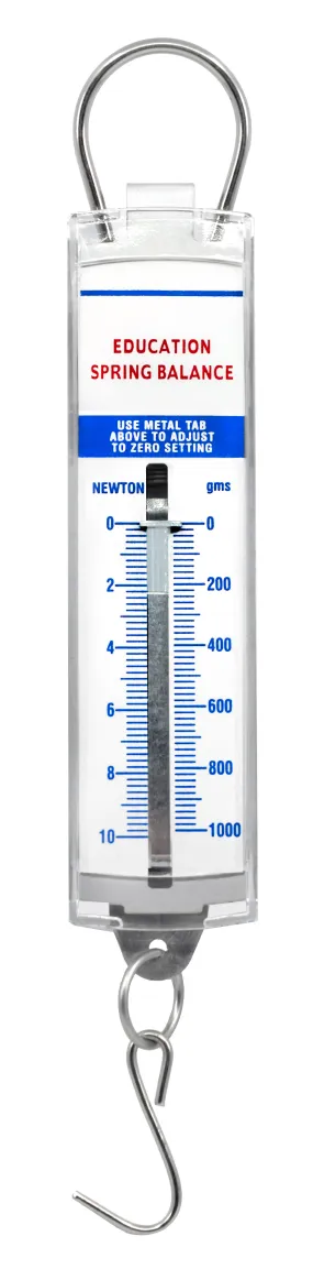 Premium Spring Balance, 0-1000g / 0-10N - High Resolution, Dual Transparent Scale, Newtons & Grams - Zero Calibration Capability - Acrylic Body, Superior Quality & Finish - Eisco Labs