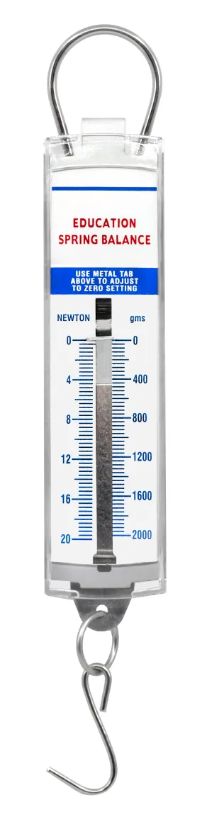 Premium Spring Balance, 0-2000g / 0-20N - High Resolution, Dual Transparent Scale, Newtons & Grams - Zero Calibration Capability - Acrylic Body, Superior Quality & Finish - Eisco Labs