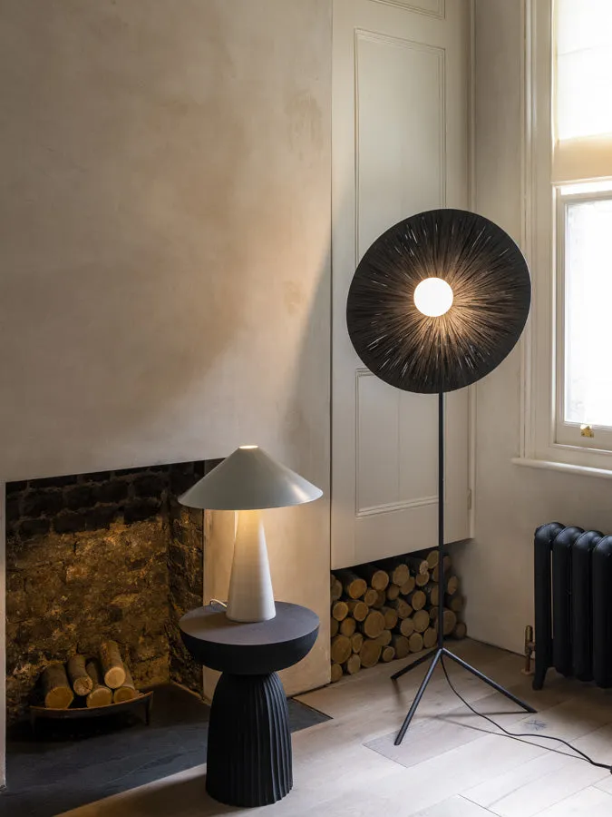 Ridotti - 1 light black raffia floor lamp