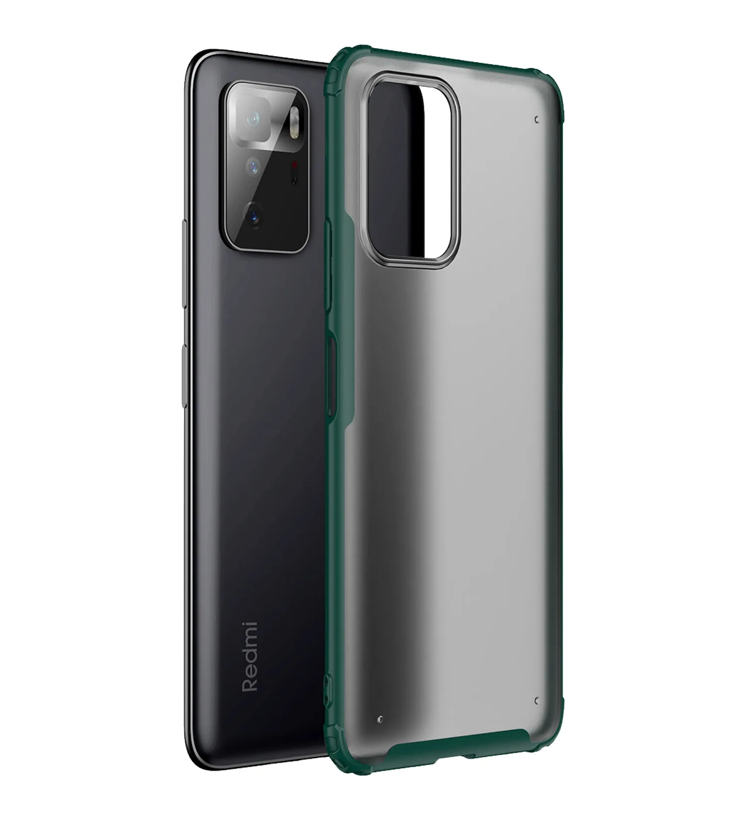 Rugged Frosted Semi Transparent PC Shock Proof Slim Back Case for Poco X3 GT, 6.6 inch, Green