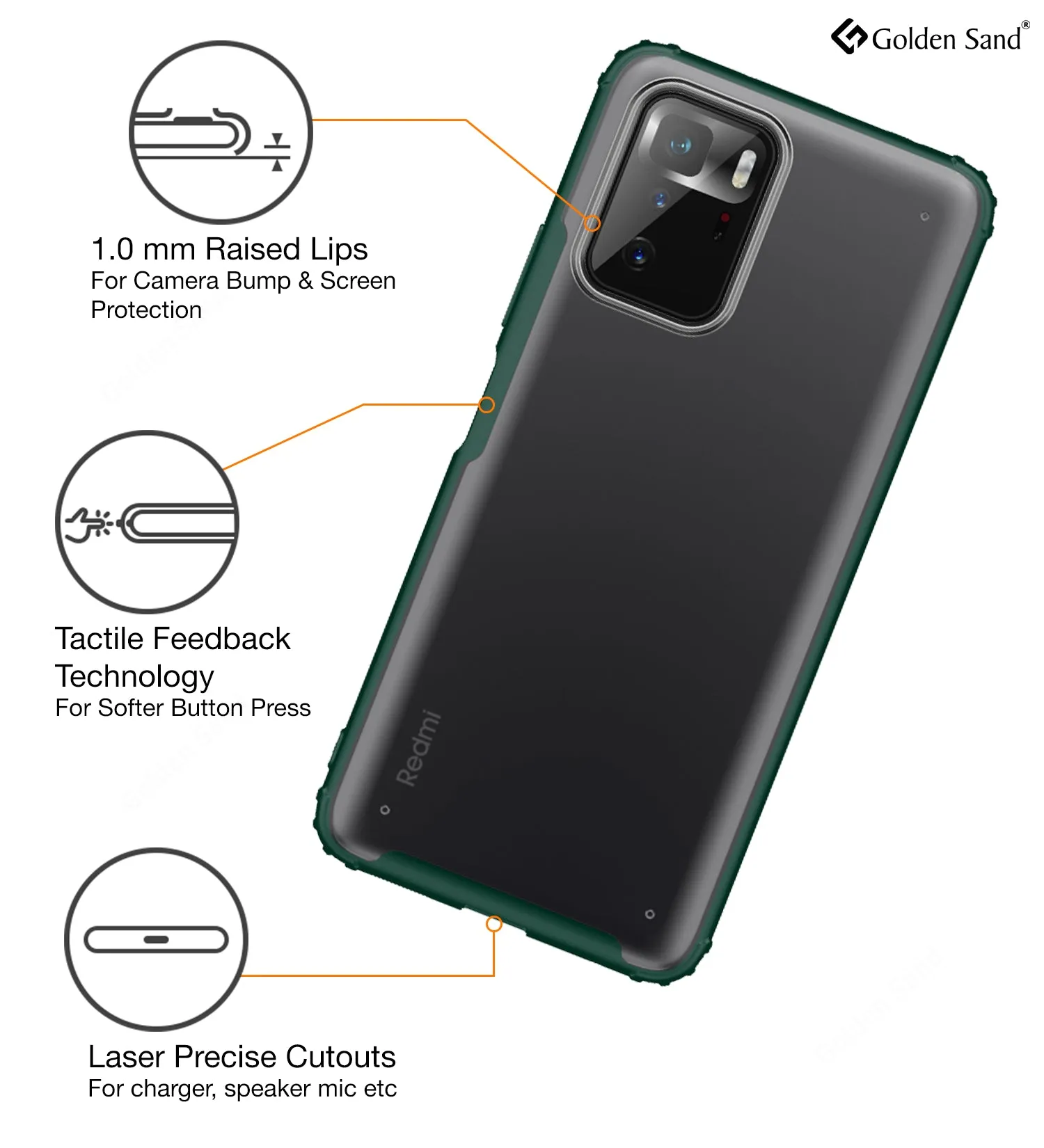 Rugged Frosted Semi Transparent PC Shock Proof Slim Back Case for Poco X3 GT, 6.6 inch, Green