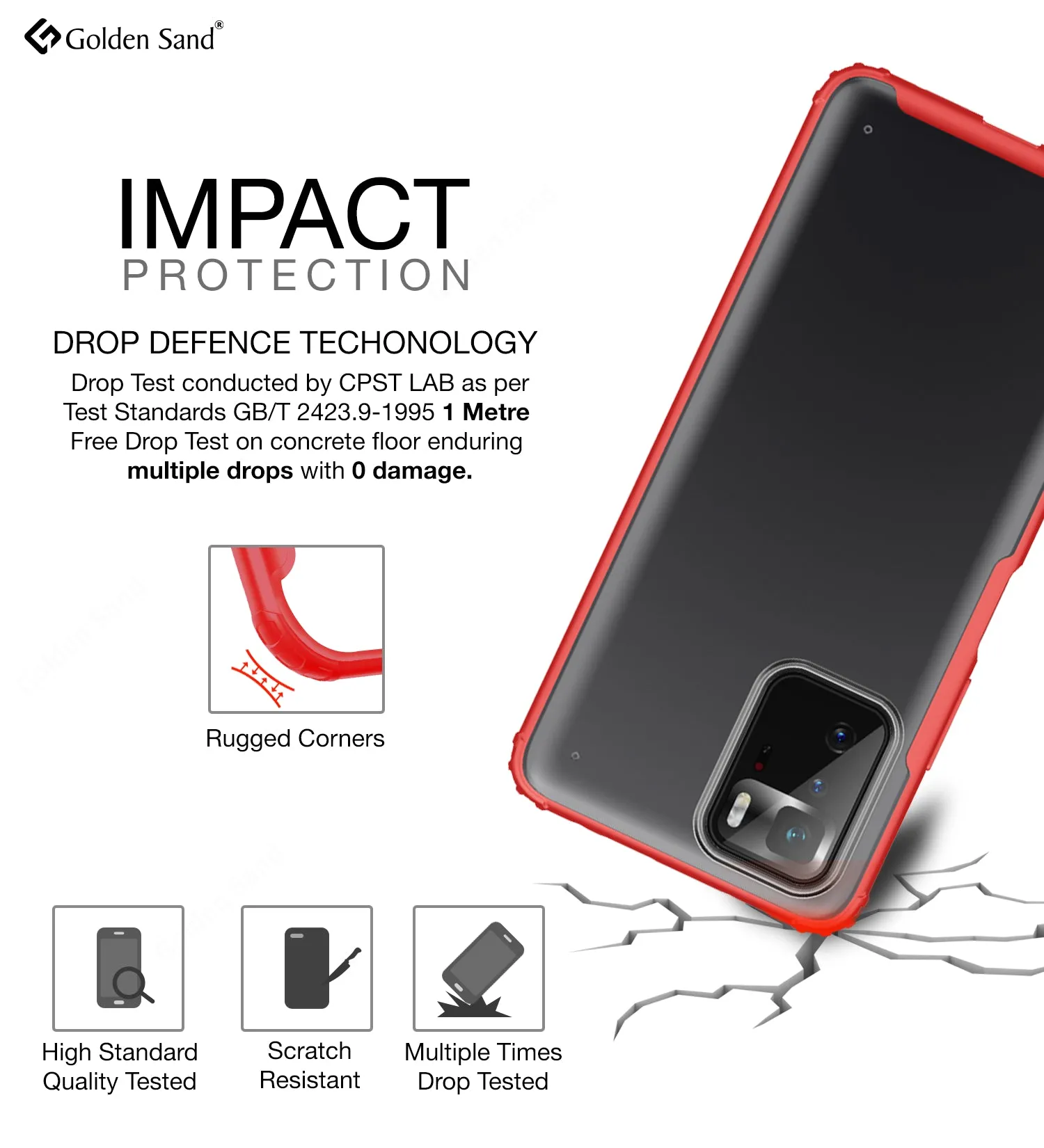 Rugged Frosted Semi Transparent PC Shock Proof Slim Back Case for Poco X3 GT, 6.6 inch, Red
