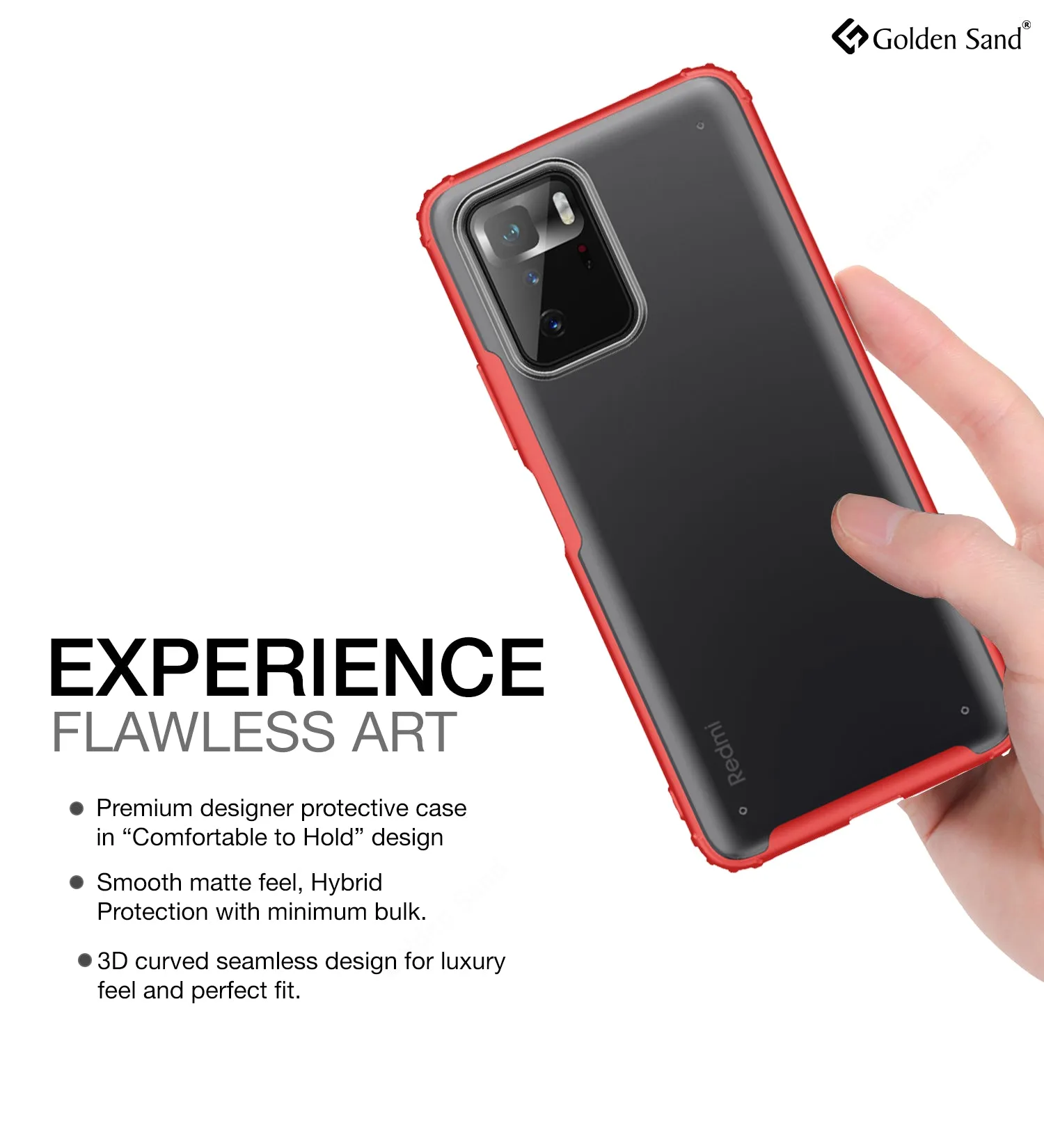 Rugged Frosted Semi Transparent PC Shock Proof Slim Back Case for Poco X3 GT, 6.6 inch, Red