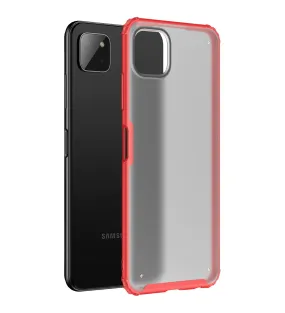 Rugged Frosted Semi Transparent PC Shock Proof Slim Back Case for Samsung Galaxy A22 5G, Samsung Galaxy F42 5G, 6.6 inch, Red
