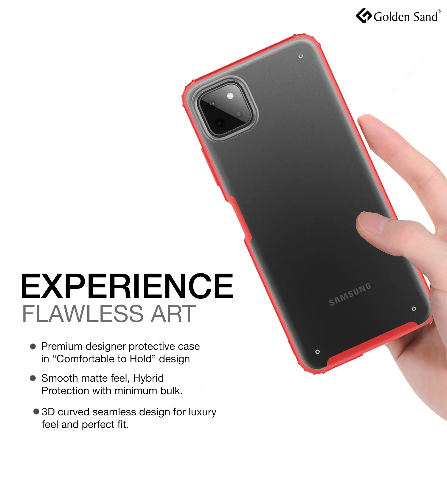 Rugged Frosted Semi Transparent PC Shock Proof Slim Back Case for Samsung Galaxy A22 5G, Samsung Galaxy F42 5G, 6.6 inch, Red